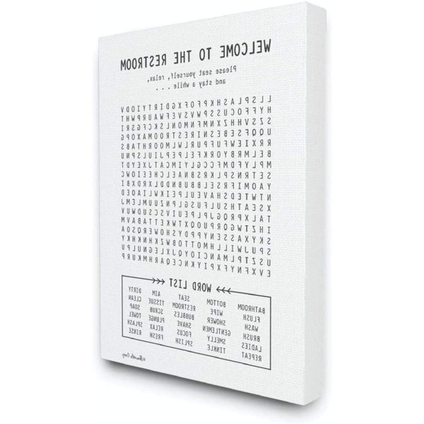 Trinx Restroom Crossword Puzzle Sign On Canvas by Shawnda Craig Textual